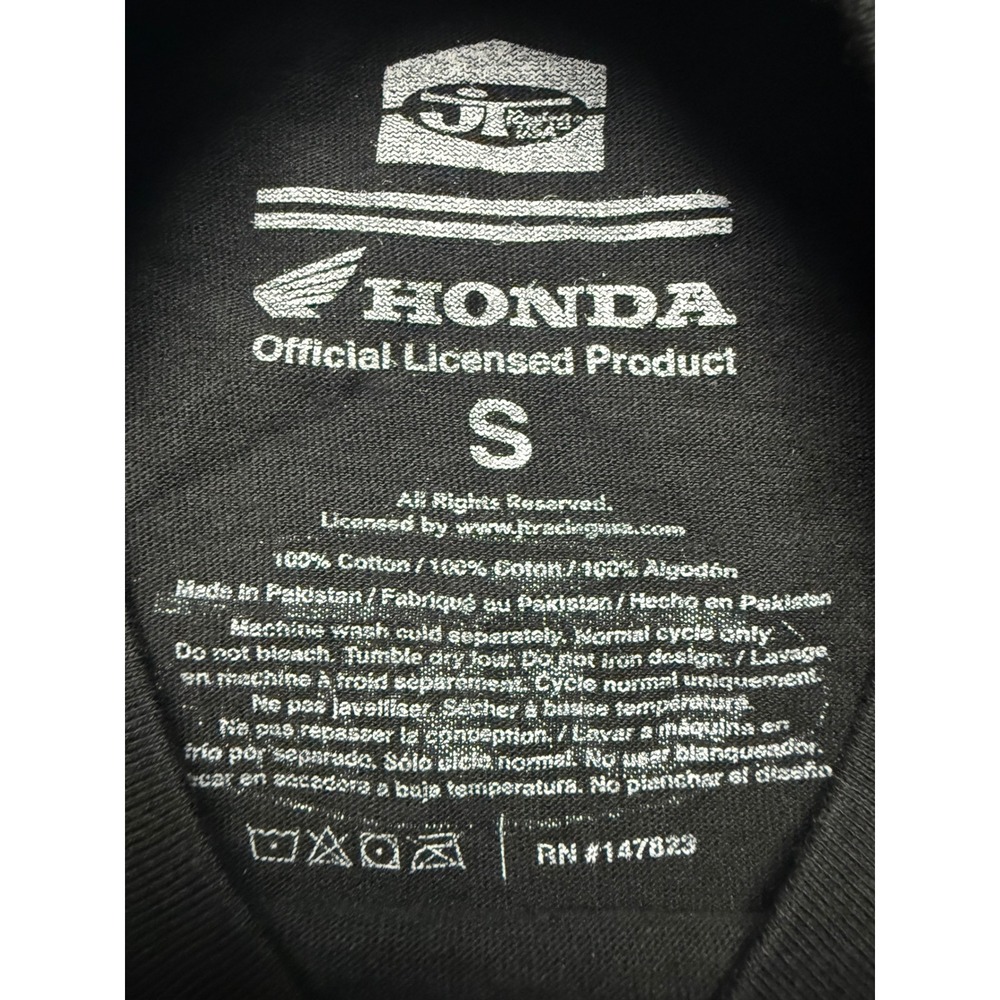 JT Racing Honda HRC Racing Team T-Shirt Black Graphic Camo Checkered Mens Small - Picture 8 of 8